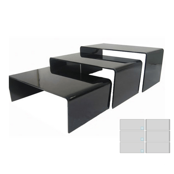 3 Exhibitors with Different Sizes for Black Acrylic Buffet